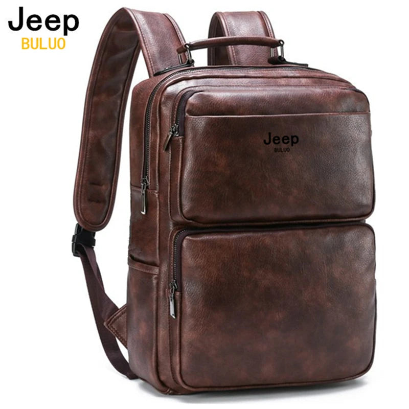 New Casual Daypacks 14 inches Laptop Large Capacity Backpack Outdoor Travel Men's Bag Split Leather Bags For Man
