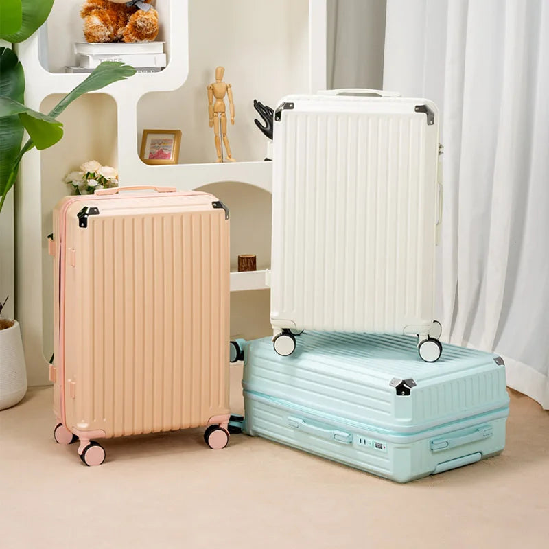 New Small 20-Inch Carry-On Suitcase Large Capacity Travel Bag with Password Lock for Men And Women Leather Suitcase