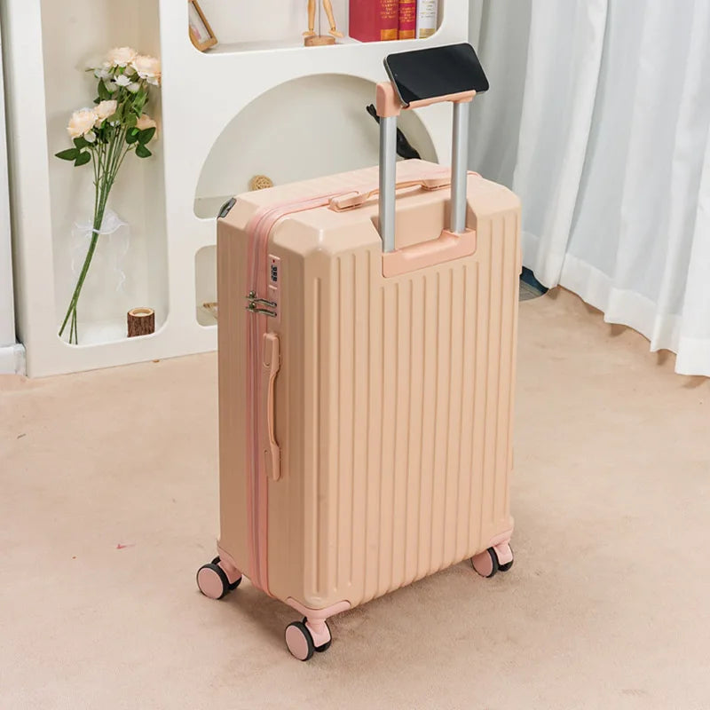 New Small 20-Inch Carry-On Suitcase Large Capacity Travel Bag with Password Lock for Men And Women Leather Suitcase